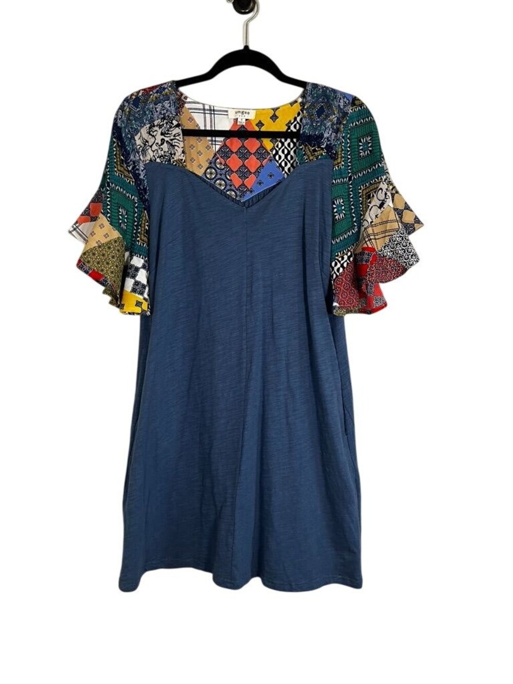 Umgee Colorful Patchwork Dress S Boho Indie Festival Hippie‎ Folk Western Artsy
